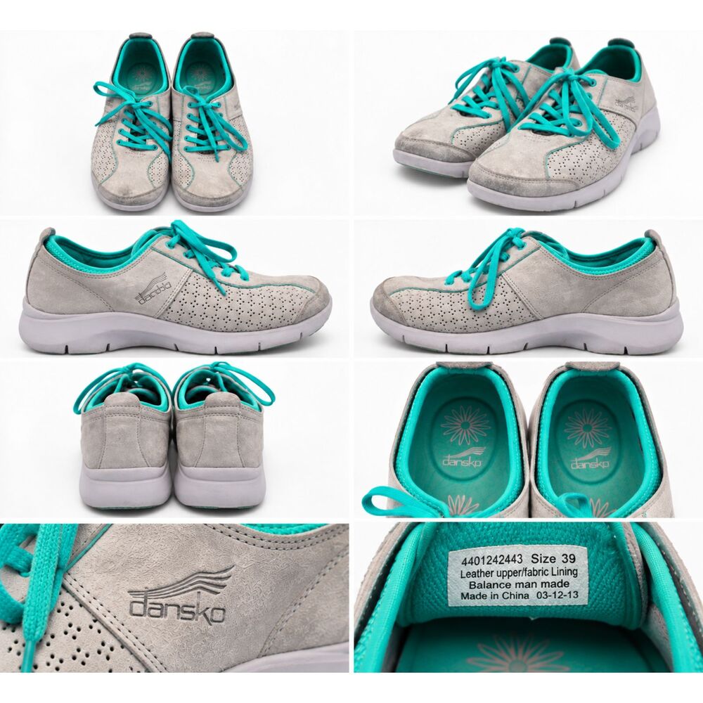 **Dansko Gray & Teal Suede Lace-Up Comfort Shoes – Size 39**